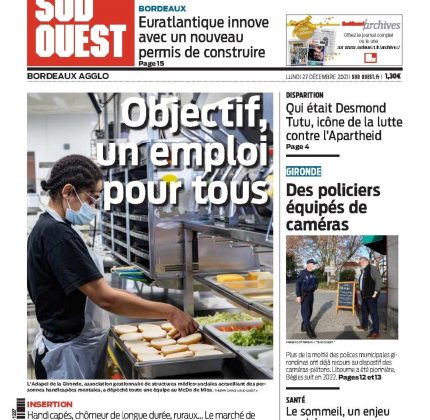 L’Adapei de la Gironde à la Une du Sud-Ouest du 27 décembre 2021